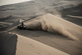 person, riding, white, atv, desert, dessert, people, man, ride, dirt, alone