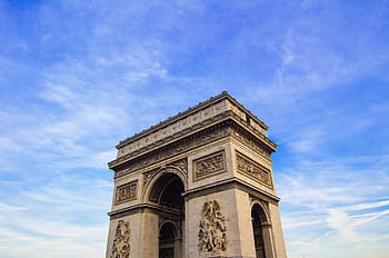 arch, de, triomphe, paris, places, landmark, architecture, structure, europe, arc, sky