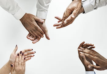 four, person, hand, clapping, white, background, teamwork, cooperation, partnership, man, achievement