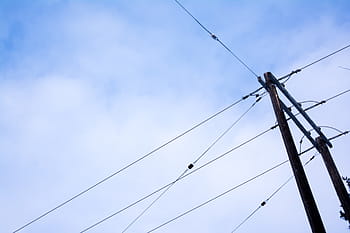 Černá, elektrický, pošta, zataženo, nebe, kabel, fotografie, vedení, hydro, modrý, elektrické vedení