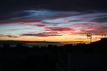tenerife, západ slunce, mraky, dosvit, nálada, soumrak, panoráma města, městské panorama, nebe, město, městské scény