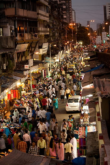 přeplněný, ulice, mumbai, Bombaj, dav, lidé, Indie, přeplněné, přelidnění, indický, město