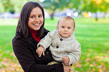 woman, carrying, baby, daytime, boy, caucasian, child, family, happiness, happy, kid
