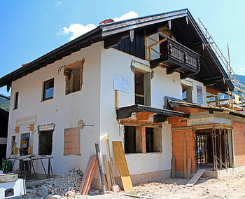 bílý, beton, Dům, modrý, nebe, Domov, budova, konverze, pěstování, místě, Stavební práce