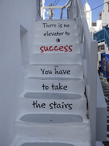 bílý, šedá, beton, schody, inspirace, úspěch, mykonos, Řecko, motivace, stoupání