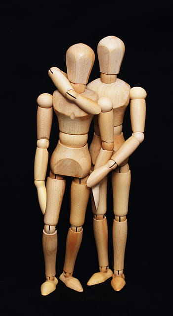 two, brown, wood dolls, human, wood, display dummy, friends, friendship, relationship, homosexuality, equality