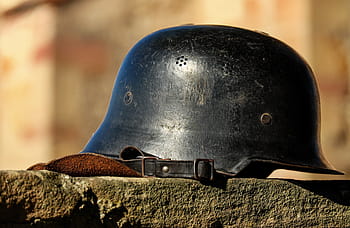 cappello nero soldato, Stahlhelm, guerra, armonia, reliquia di guerra, parete, metallo, avvicinamento, nessuno, grammofono, casco