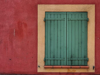 grüne Holzfenster, Grün, hölzern, Fenster, Verschluss, rot, Fensterläden, Wand, draußen, die Architektur, mehrfarbig