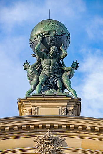 atlas socha, frankfurt, hesse, Německo, centrální stanice, frankfurt am hlavní německo, Zajímavosti, stará budova, vlakové nádraží, zeměkoule, atlas