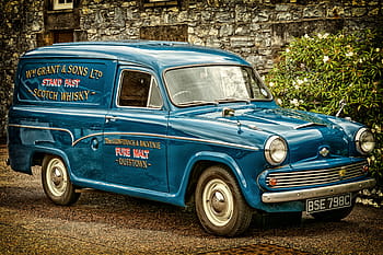 wit, Scotch whisky truck, geparkeerd, beton, gebouw, auto, Old Timer, morris, klassiek, PKW, automotive