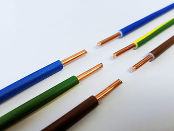 blue, green, red, coated, wires, tip, exposed, Cable, Current, Voltage, Energy