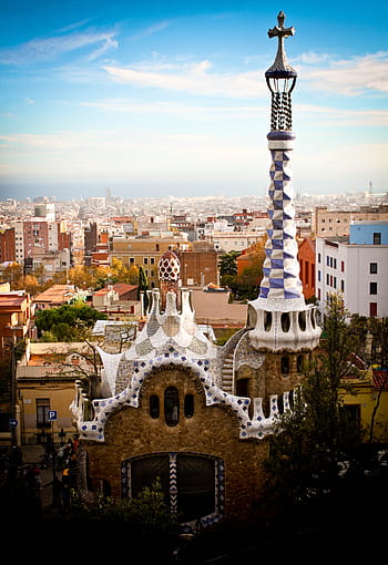 marron, gris, cathédrale, immeubles, parc guell, Gaudi, Espagne, Barcelone, architecture, européen, Espanol