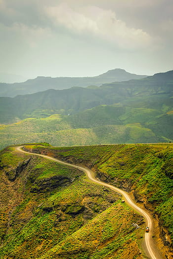 Ethiopia, Mountains, Road, Valley, Sky, clouds, landscape, scenic, nature, outdoors, country
