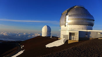 bianca, calcestruzzo, costruzione, blu, cielo, giorno, telescopi, mauna kea, osservatorio, Hawaii, vulcano dormiente
