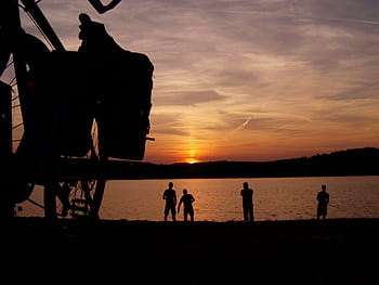kolo, nádrž, západ slunce, pojezd kola, balení sáčků, hohenwarte stausee, večerní slunce, člověk, abendstimmung, pláž, voda