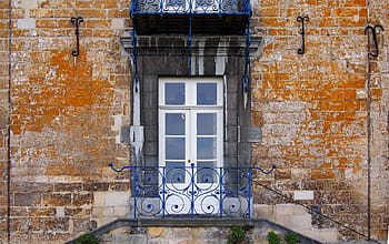 hnědý, šedá, beton, Dům, fotografie, bílý, kov, zarámovaný, sklenka, dveře, vchod