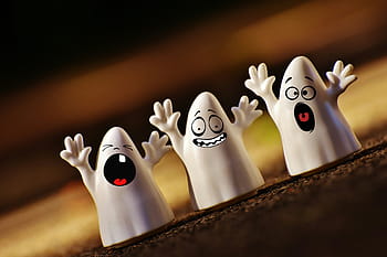 three, ghosts plastic toys, halloween, ghosts, happy halloween, ghost, autumn, october, mood, cute, figure