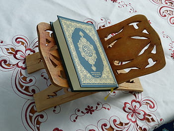 yeşil, altın, hardbound, kitap, kahverengi, ahşap, Kulp, Kuran, kutsal, İslâm, namaz