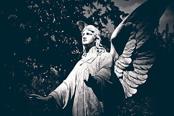 angel statuette, cemetery, grave, tombstone, figure, tomb figure, sculpture, statue, stone figure, rock carving, death