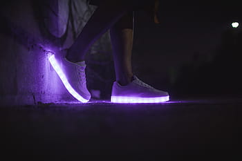 person, wearing, white, low-top sneakers, LED, shoes, men, women, apparel, man, male