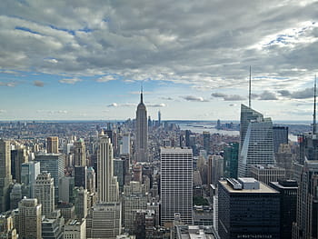 fotografie krajiny, městské budovy, zataženo, nebe, město, panoráma, během dne, rockefeller center, horní část skály, Pohled, New York City
