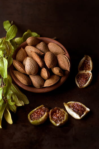kahverengi badem fındık, kahverengi, elâ, Fındık, çiçek, tencere, yeşil, yapraklar, bitki, meyve, çanak