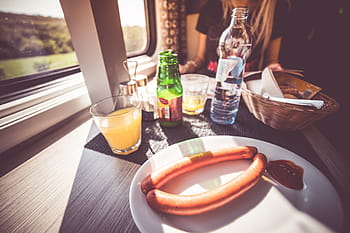 rápido, viaje, desayuno de la mañana, viaje rápido, mañana, desayuno, tren, presupuesto, primera clase, comida, foodie
