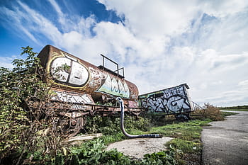 seni grafitti, sendirian, Berkarat, Gerobak, Bidang, seni, awan, warna-warni, grafitti, alam, tua