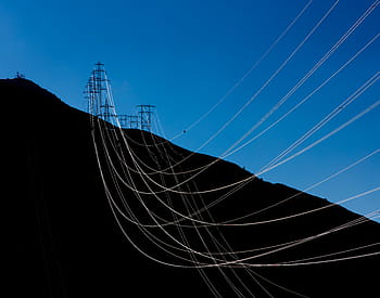 elektrický, pošta, hora, temný, modrý, nebe, přenos, řádek, elektřina, venkovní, elektrické vedení