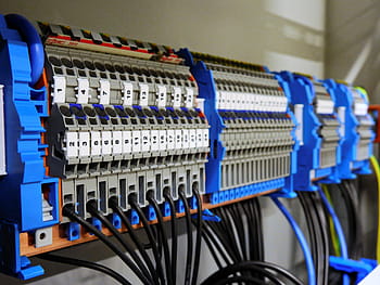 gray, blue, machine, switchgear, control cabinet, electro distributor, elektrik, current, electricity, energy, power supply