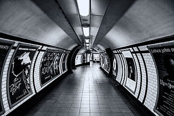 wide, angle shot, taken, tunnels, london, underground, Wide angle, shot, London Underground, urban, subway