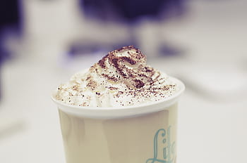 coffee, whipped cream, foam, cocoa