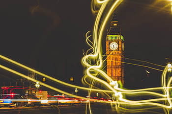 gros, ben veilleuses, big ben, lumières de la nuit, ben, lumières, nuit, Voyage, trafic, illuminé, abstrait