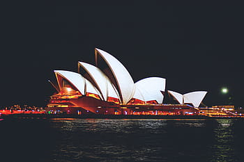 famoso sydney, teatro de ópera de sydney, tiro noturno, Sydney Opera House, Austrália, arquitetura, construção, noite, sydney, teatro de ópera, porto de sydney