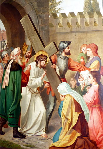 immagine di Gesù Cristo, portando, di legno, attraversare, via della croce, passione, lutto, Cristo, Gesù, arte, cattolico