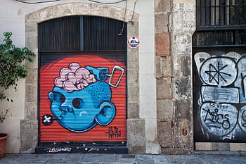 captured, gothic, quarter, Street art, Gothic Quarter, Barcelona, Spain, urban, europe, graffiti, architecture