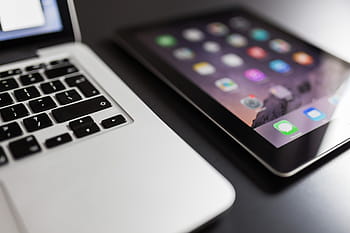 공간, 회색, ipad, 빗나가서, 실버 맥북, 검은, 표, 은, 맥북, 찬성, 표면