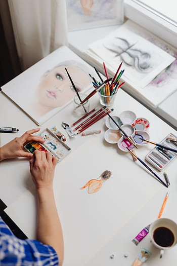 aquarelas, pintura, mulher, passatempo, cores, arte, pintor, criativo, pincel, tintas