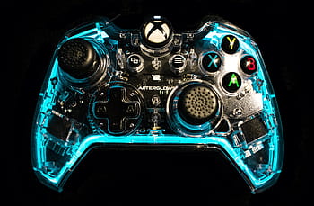 Černá, modrý, jeden, ovladač, xbox, dálkové ovládání, herní konzole, hra, utěšit, video hra, zábava