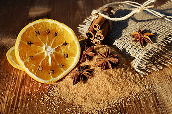 plátek citronu ovoce, anýz, badyánu, semena, hvězdy anýz rostliny, schisandraceae, skořice, skořice hole, kůra, hřebíček, suší se