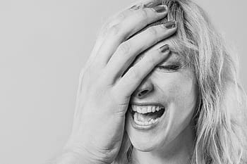 photography grayscale portrait shot, photography, grayscale, portrait, shot, people, whimsical, lazy, lady, hand, silly