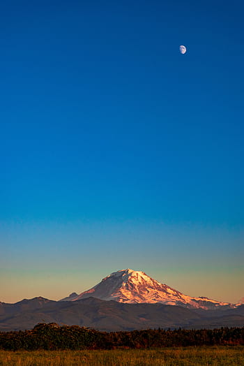 Mount Rainier, washington, natur, bjerge, landskab, måne, solnedgang, stratovolcano, seattle, Rainier, naturskøn