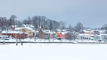 houses, covered, snow, Town, Architecture, Village, small, street, building, house, landscape