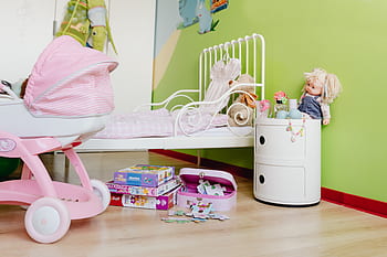 habitación, niños, juguetes, dormitorio, niño, juego, interior, cama