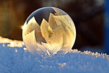 shallow, focus, clear, glass ornament, snow, soap bubble, frost, bubble, eiskristalle, winter, cold