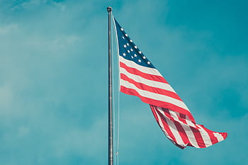 americký, vlajka, modrý, nebe, Spojené státy, usa, hvězdy a pruhy