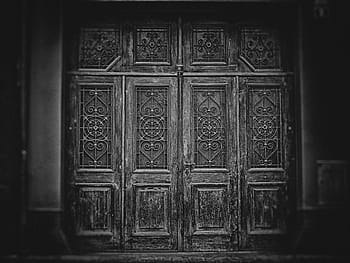 fotografie ve stupních šedi, dřevěný, dveře, tapeta na zeď, Pozadí, brána, tajemství, architektura, vchod, staré dveře, mřížka