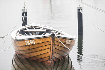 brown, white, wooden, sta 013 boat, water, daytime, boat, ocean, sea, woods, water transportation