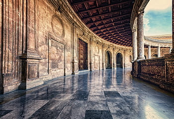 floor, corridor, architecture, perspective, passage, antique, design, columnar, stone, old, middle ages