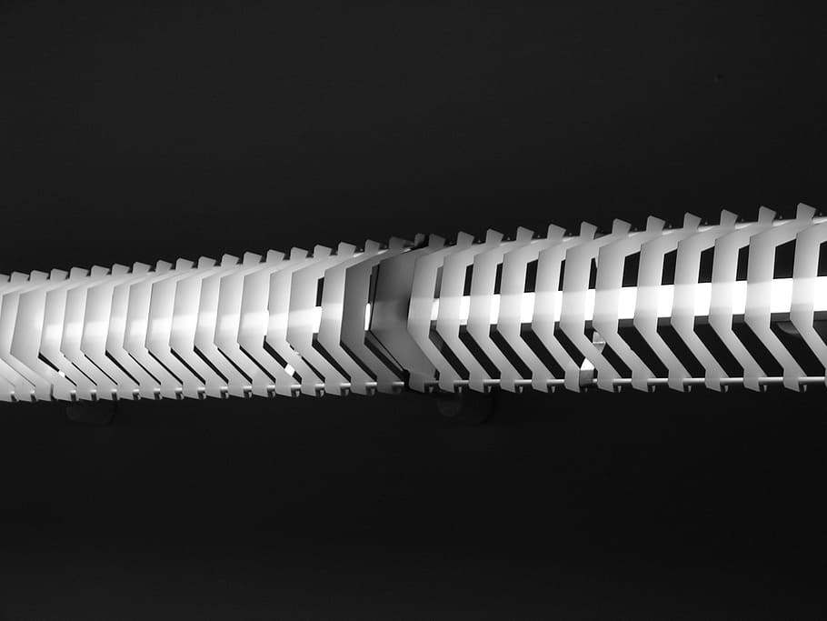 light, fluorescent lamp, lamp, ceiling, black and white